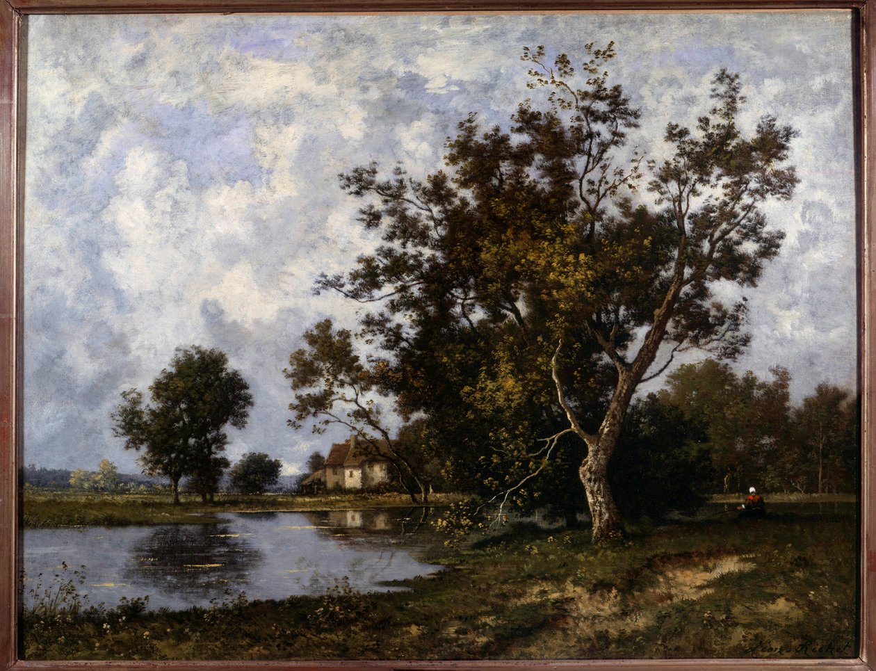 Paysage à la Mare. Peinture de Léon Richet (1847-1907) 20ème siècle Collection privée - Leon Richet
