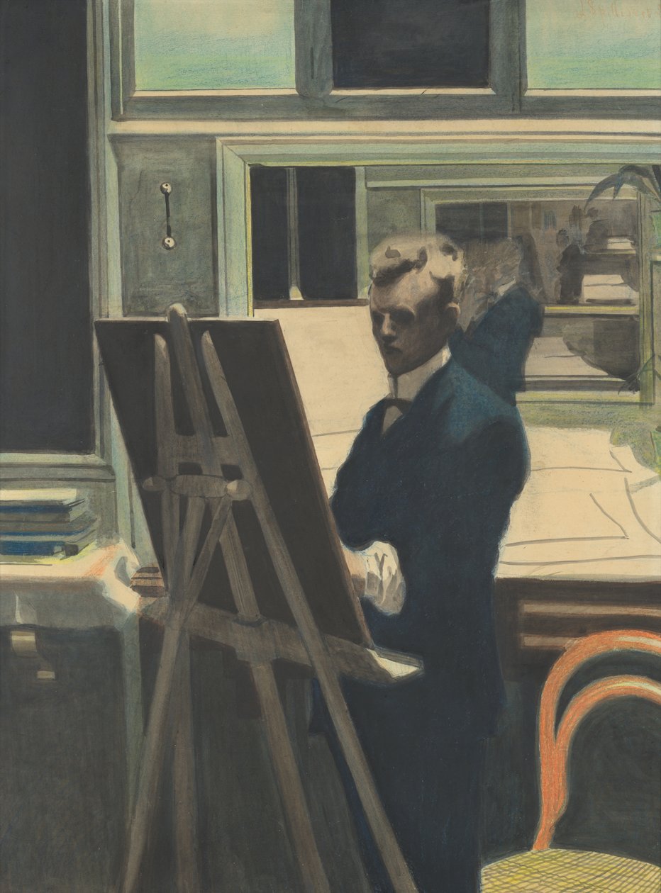 Autoportrait (aquarelle sur papier) - Leon Spilliaert