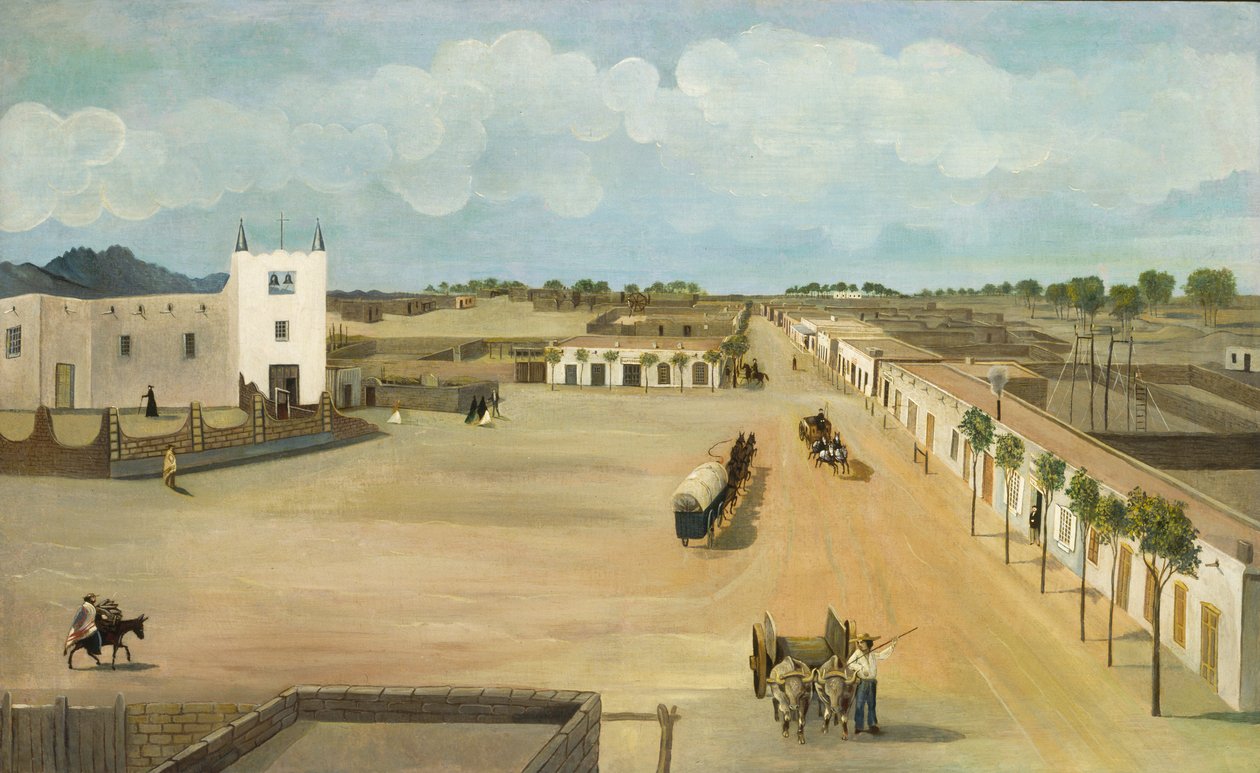 Vieille Plaza de Mesilla, vers 1885-1886 - Leon Trousset