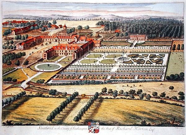 Southwick dans le comté de Southampton gravé par Johannes Kip - Leonard (after) Knyff
