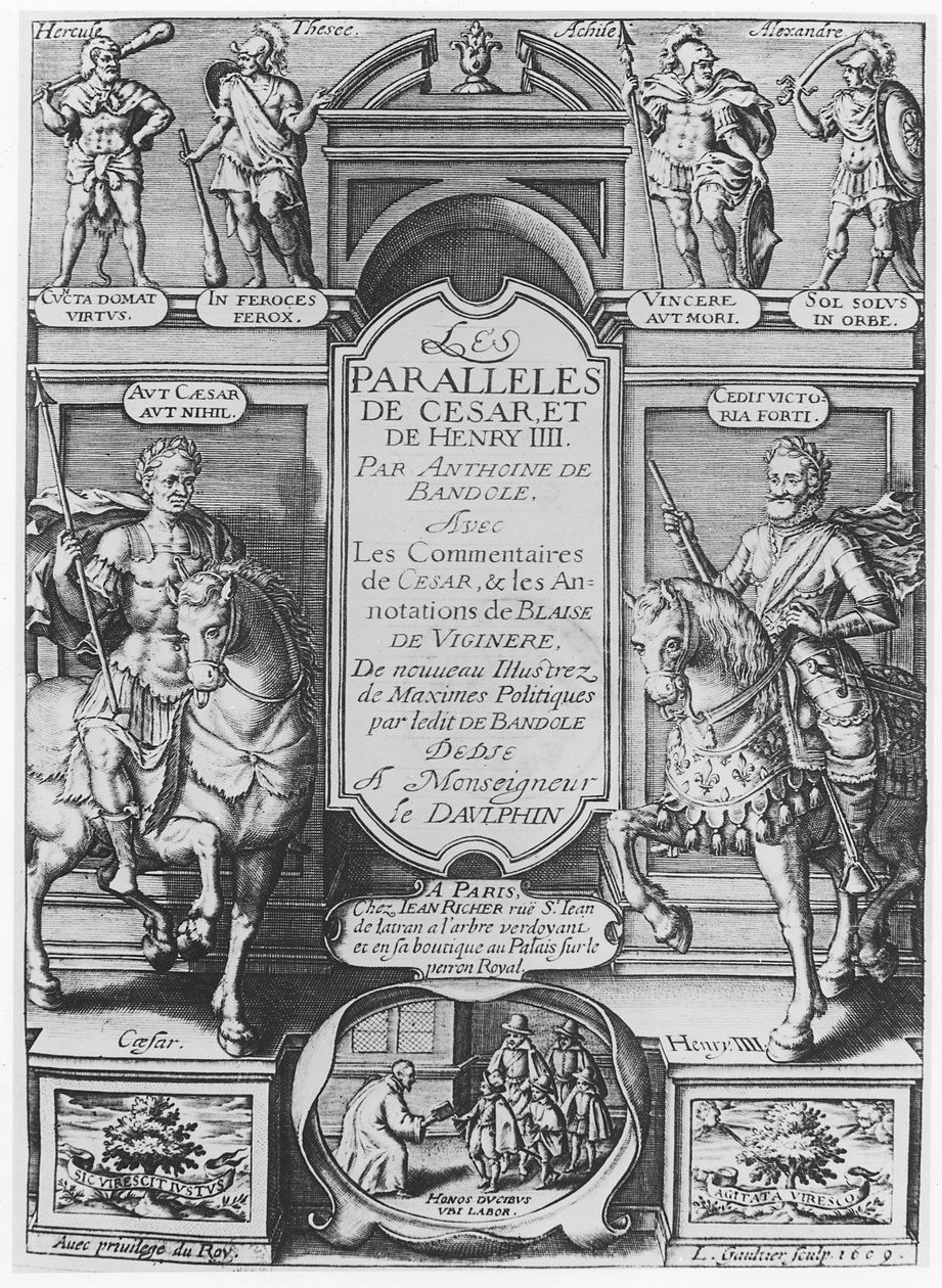 Frontispice de 'Paralleles de Cesar et de Henry IV' par Anthonie de ...