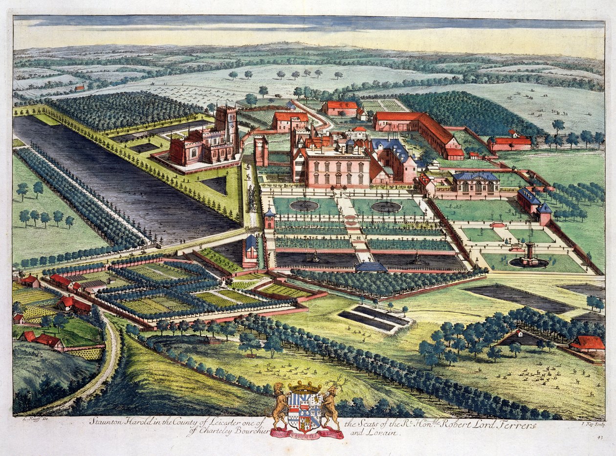 Staunton Harold dans le comté de Leicester gravé par Johannes Kip - Leonard Knyff