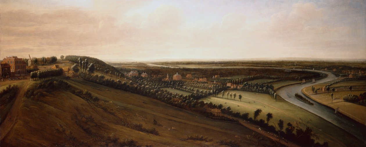 Vue depuis le côté de Richmond Hill vers le nouveau parc du comte de Rochester - Leonard Knyff