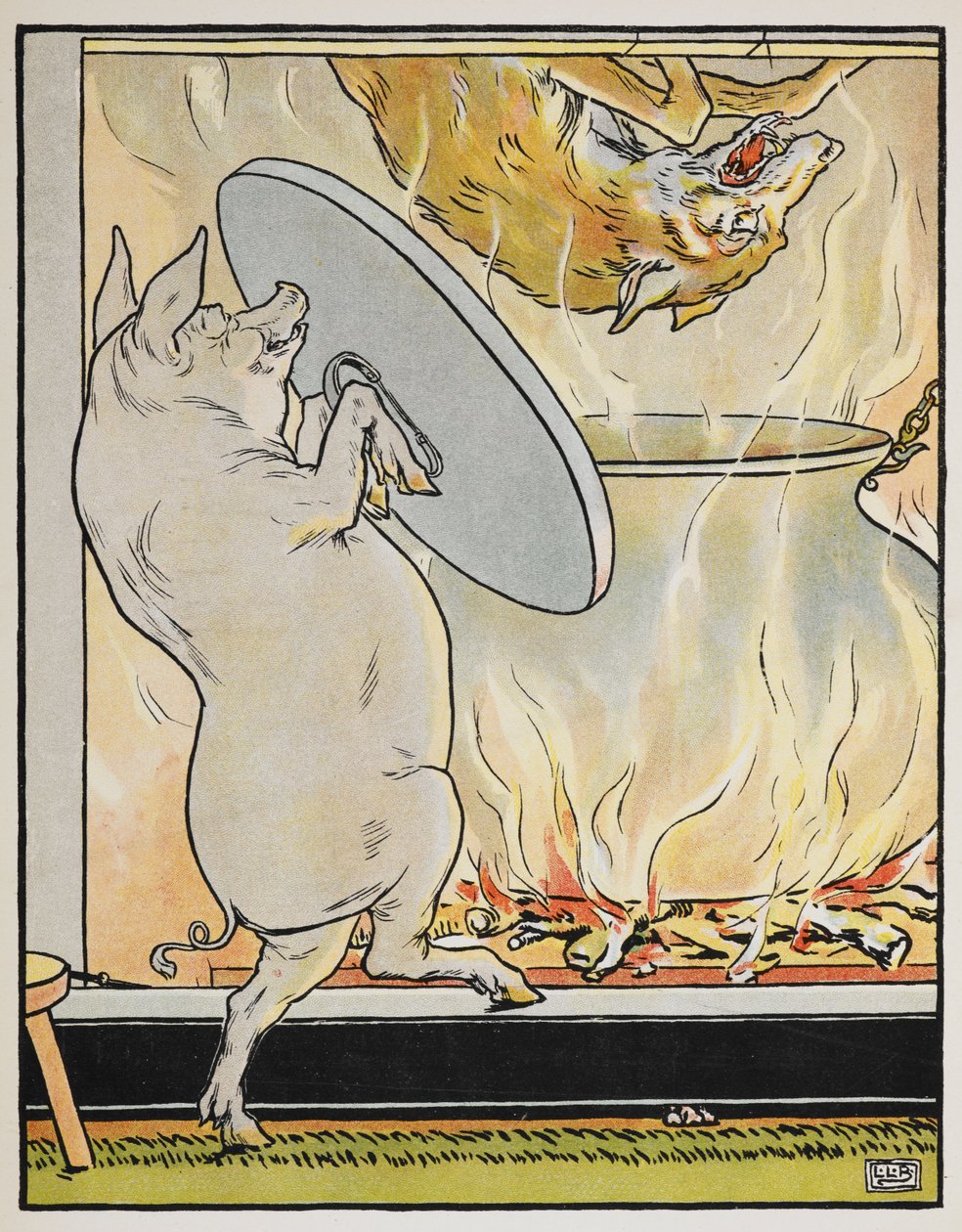 Illustration pour le conte "Les Trois Petits Cochons" - Leonard Leslie Brooke