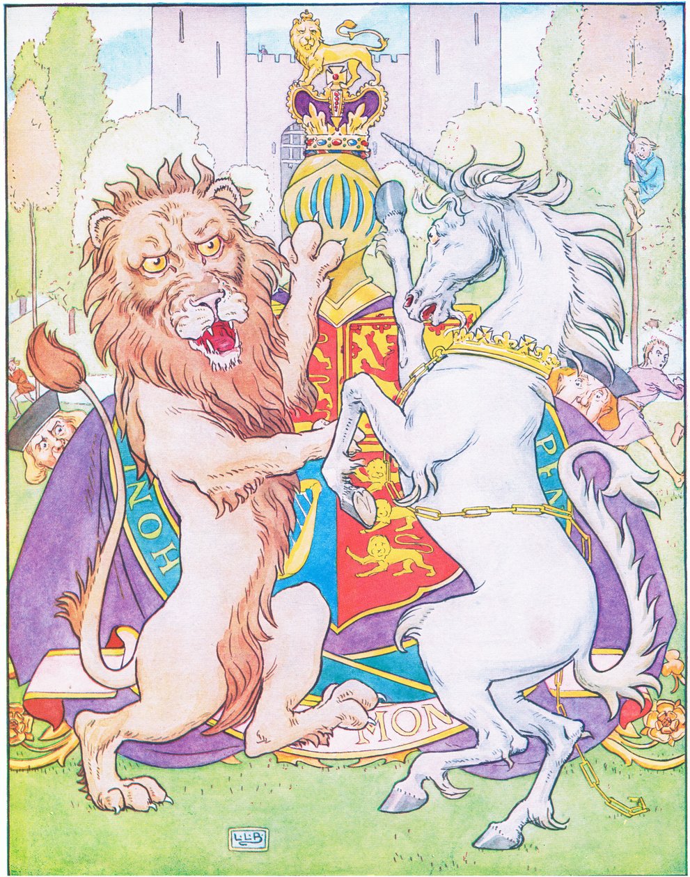 Le lion et la licorne se battaient pour la couronne - Leonard Leslie Brooke
