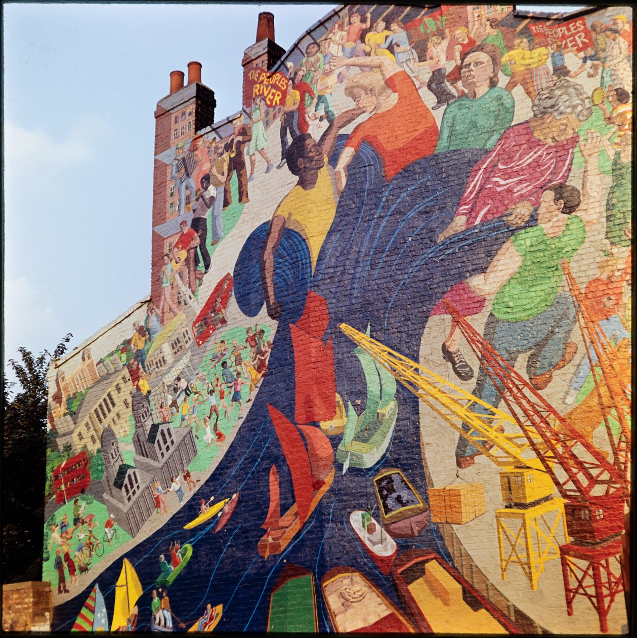 Peinture murale de la rivière du peuple, Creek Road, Greenwich, Autorité du Grand Londres, Royaume-Uni - Leonard Robin Mattock