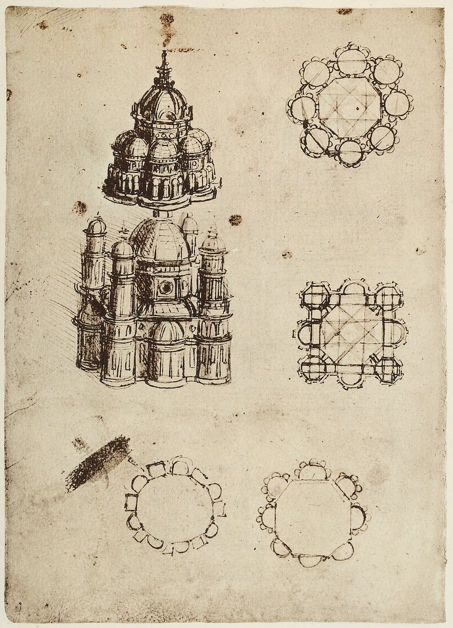 Bâtiments à plan central (dessin de Léonard de Vinci) - Leonardo da Vinci