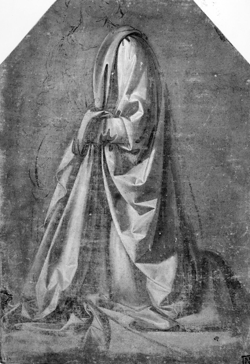 Étude de draperie pour une figure agenouillée vue en profil trois-quarts à gauche, c.1475 - Leonardo da Vinci