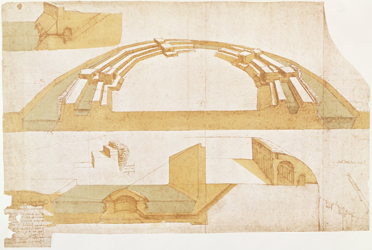 Étude pour une forteresse sur un plan polygonal avec un double fossé, fol. 116r du Codex Atlanticus, 1504-8 - Leonardo da Vinci