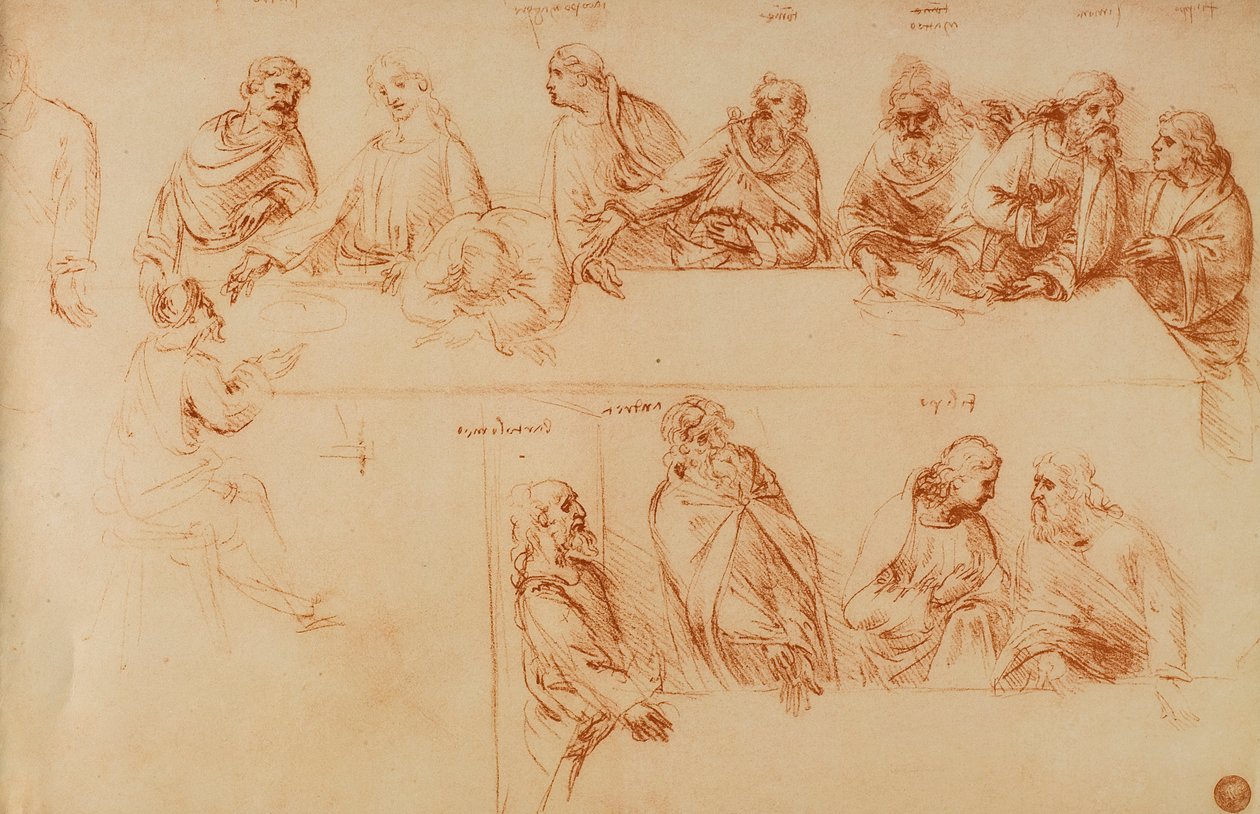 Étude pour la Cène (dessin de Léonard de Vinci) - Leonardo da Vinci