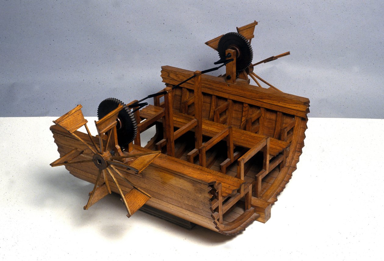 Bateau à propulsion à roues. Modèle d