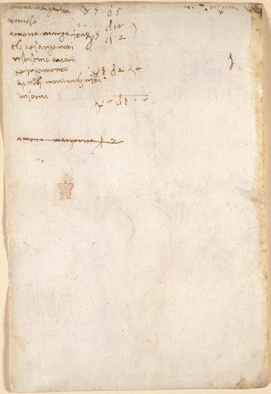 Arundel 263, f.149v, Compte des factures ménagères (pas de la main de Léonard) (1504), du 