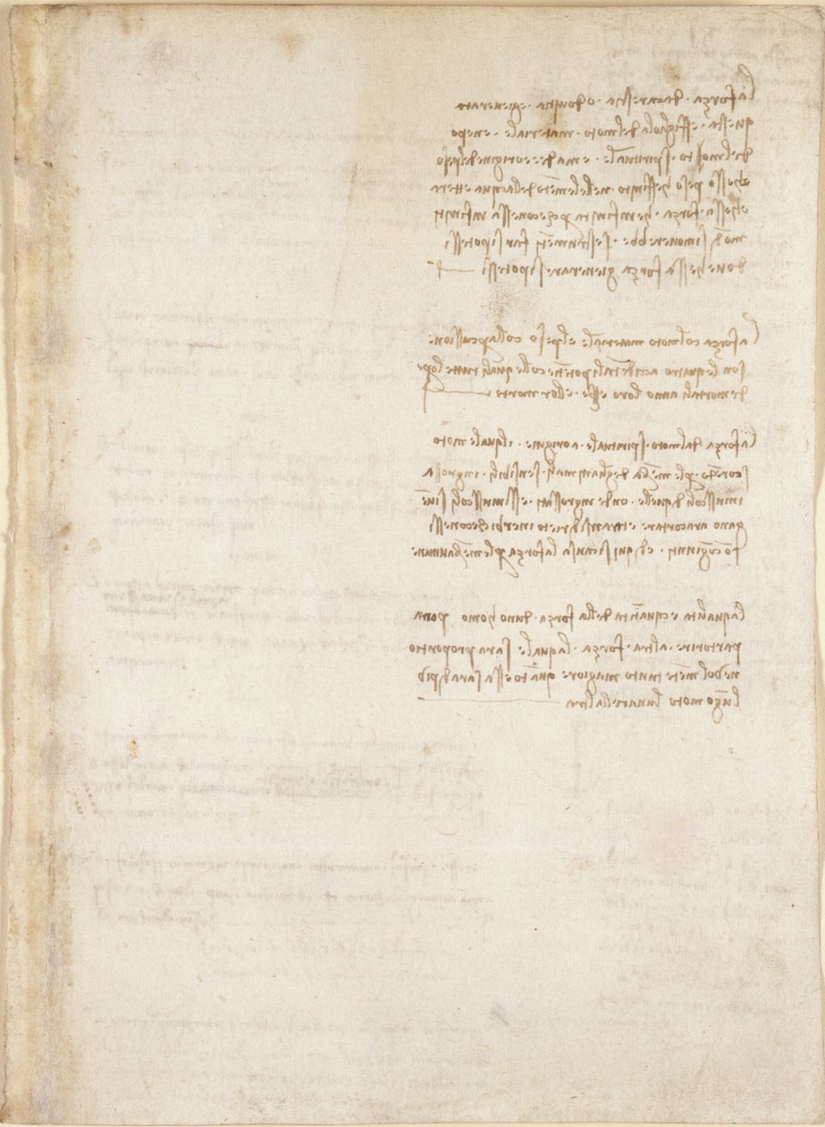 Arundel 263, f.151, Notes de Léonard de Vinci du 