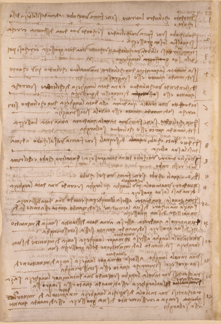 Arundel 263, f.154v, notes de Léonard de Vinci du 
