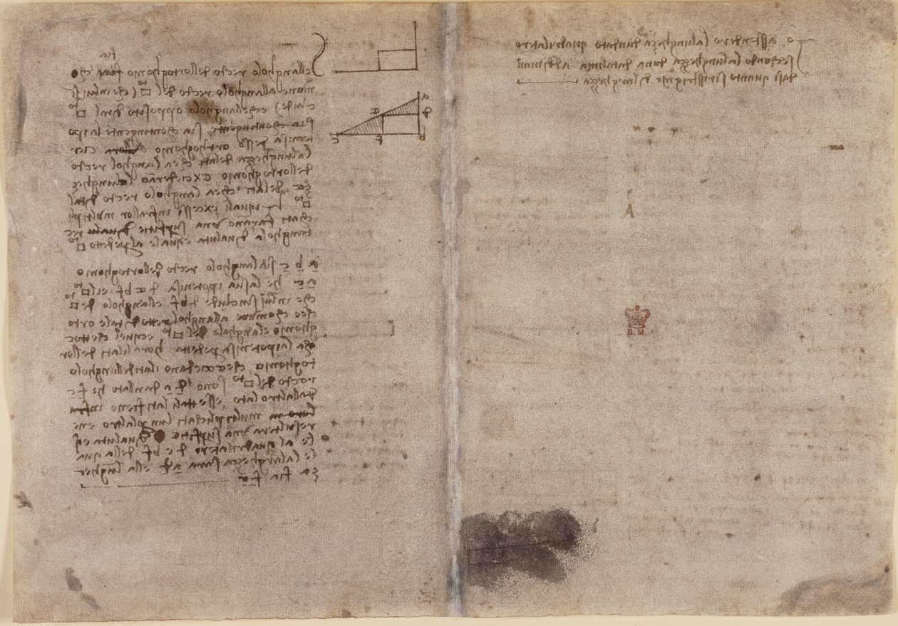 Arundel 263, f.245v, f.246r, Notes sur la géométrie (c.1518) du 