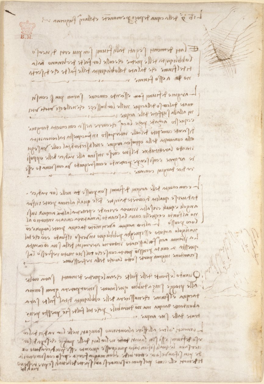 Arundel 263, f.25v Notes et croquis sur l