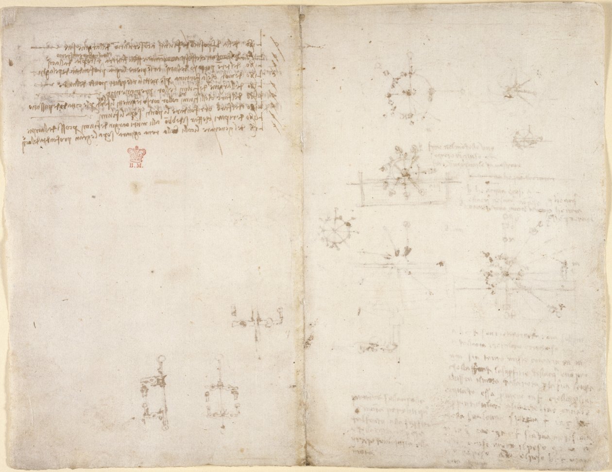 Dessins sur les pouvoirs et forces mécaniques, percussion, gravité, mouvement, optique et astronomie, avec diverses propositions arithmétiques et géométriques - Leonardo da Vinci
