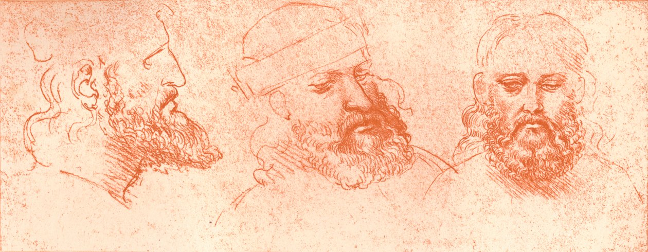 Dessin de têtes orientales, à la craie rouge, vers 1472-1519 - Leonardo da Vinci