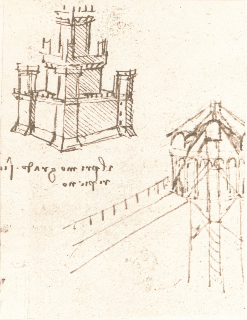 Dessin de projets pour châteaux et villas, vers 1472-1519, 1883 - Leonardo da Vinci