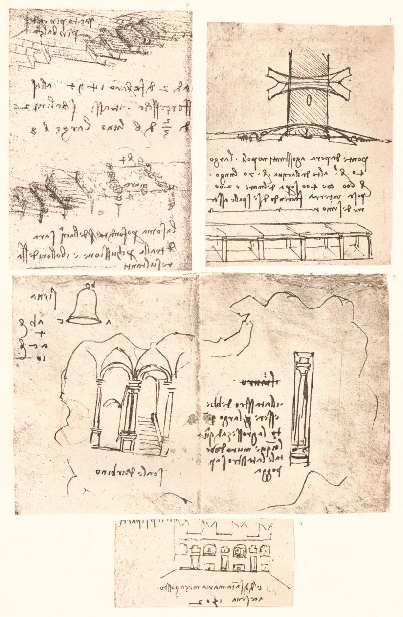 Quatre dessins topographiques, c1472-c1519 - Leonardo da Vinci