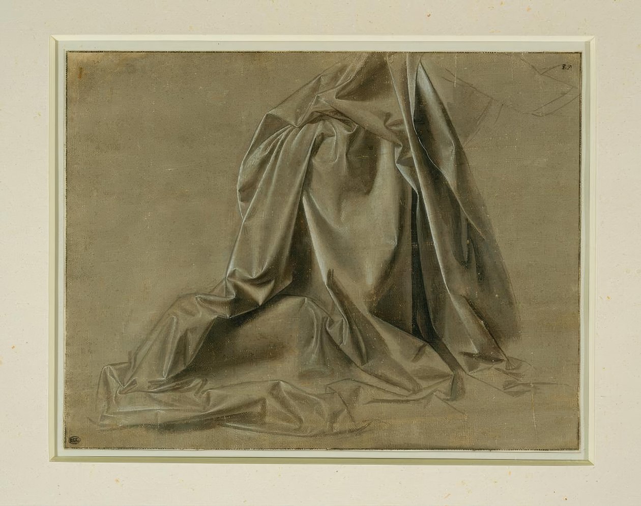 Étude de drapé pour une figure agenouillée en profil perdu - Leonardo da Vinci