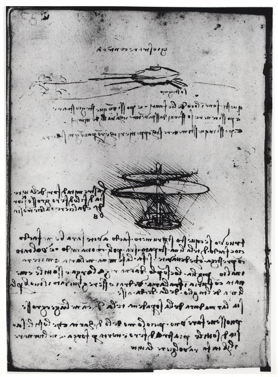 Manuscrit de Paris B, fol. 83v : Page de texte et croquis pour une machine volante, 1488-90 - Leonardo da Vinci