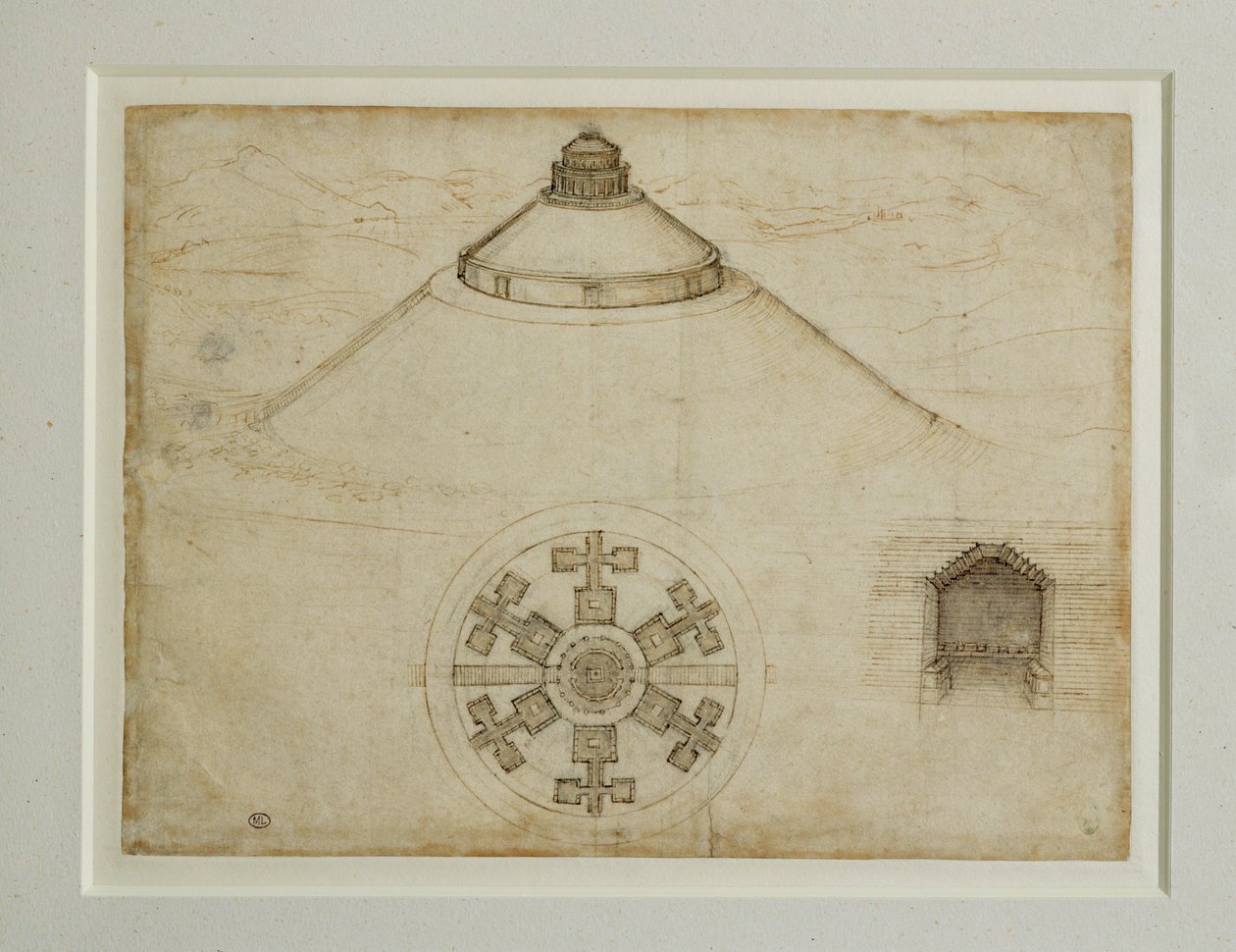 Projet pour un tombeau a plan central;elevation … - Leonardo da Vinci