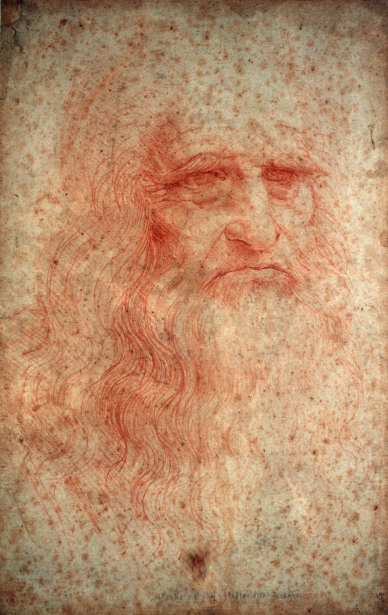 Autoportrait de Léonard de Vinci, peintre, sculpteur, ingénieur et architecte italien, vers 1513 - Leonardo da Vinci