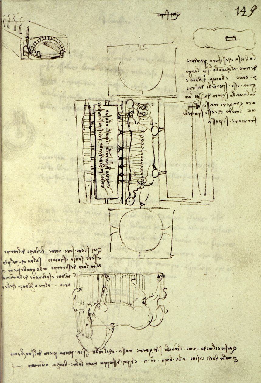 Croquis de la fosse de coulée pour le cheval Sforza vu d