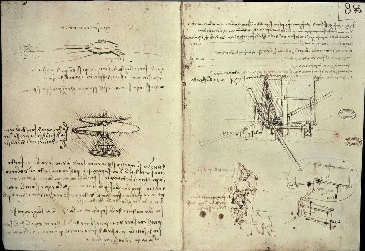Études pour hélice et machines volantes - Leonardo da Vinci