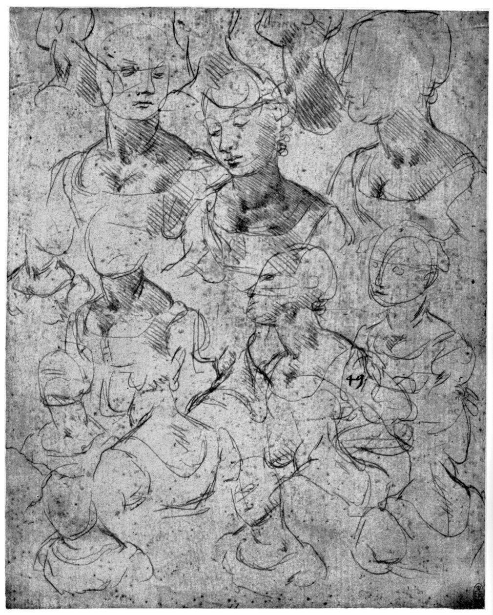 Études pour une figure féminine en demi-longueur - Leonardo da Vinci