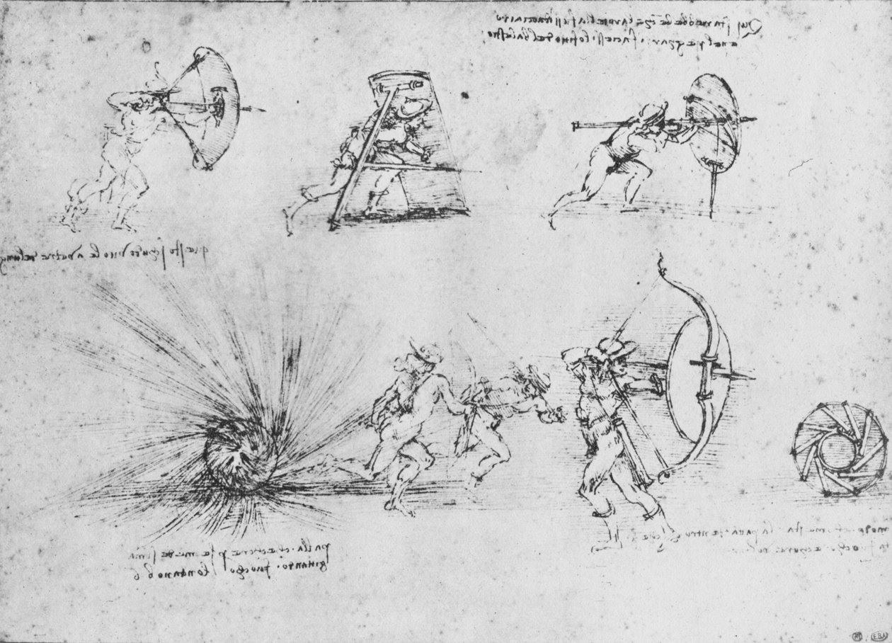 Études de boucliers pour protéger les fantassins et d