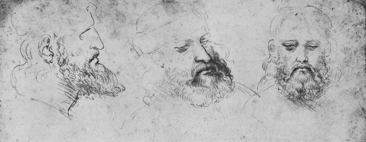 Études de la tête de Cesare Borgia sous trois angles, vers 1480, 1945 - Leonardo da Vinci