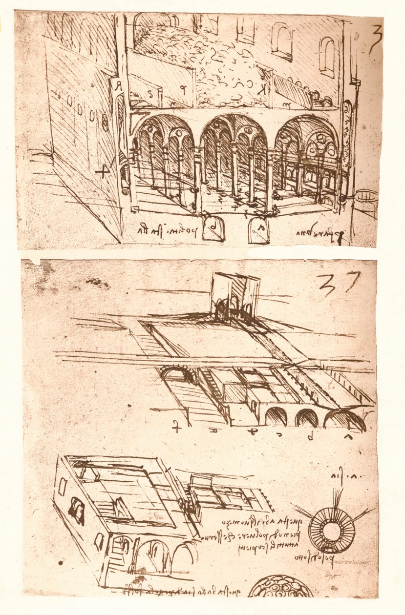 Deux dessins architecturaux - Leonardo da Vinci