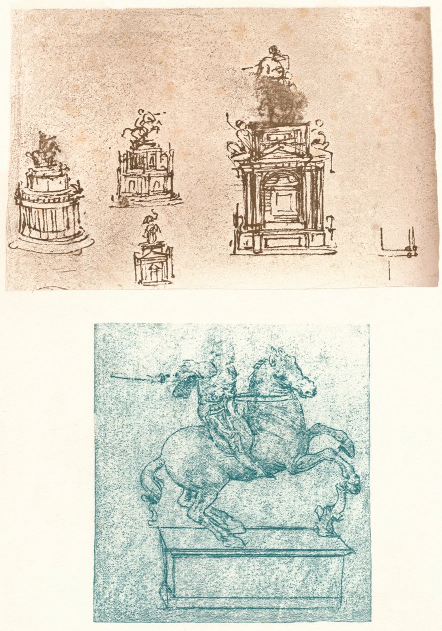 Deux études préparatoires pour le Monument Sforza, vers 1482-1499, 1883 - Leonardo da Vinci