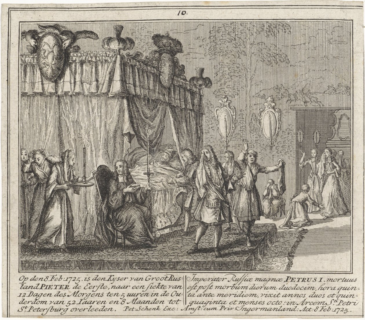 La mort de Pierre I le Grand, le 8 février 1725 - Leonardus Schenk