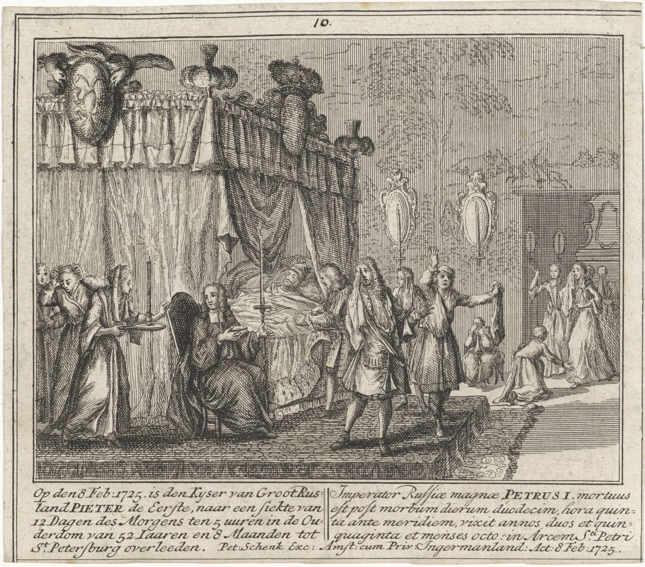 La mort de Pierre le Grand le 8 février 1725 - Leonardus Schenk