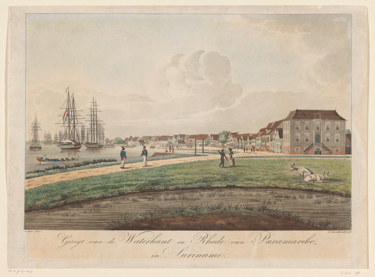 Vue de la Waterkant à Paramaribo - Leonardus Schweickhardt