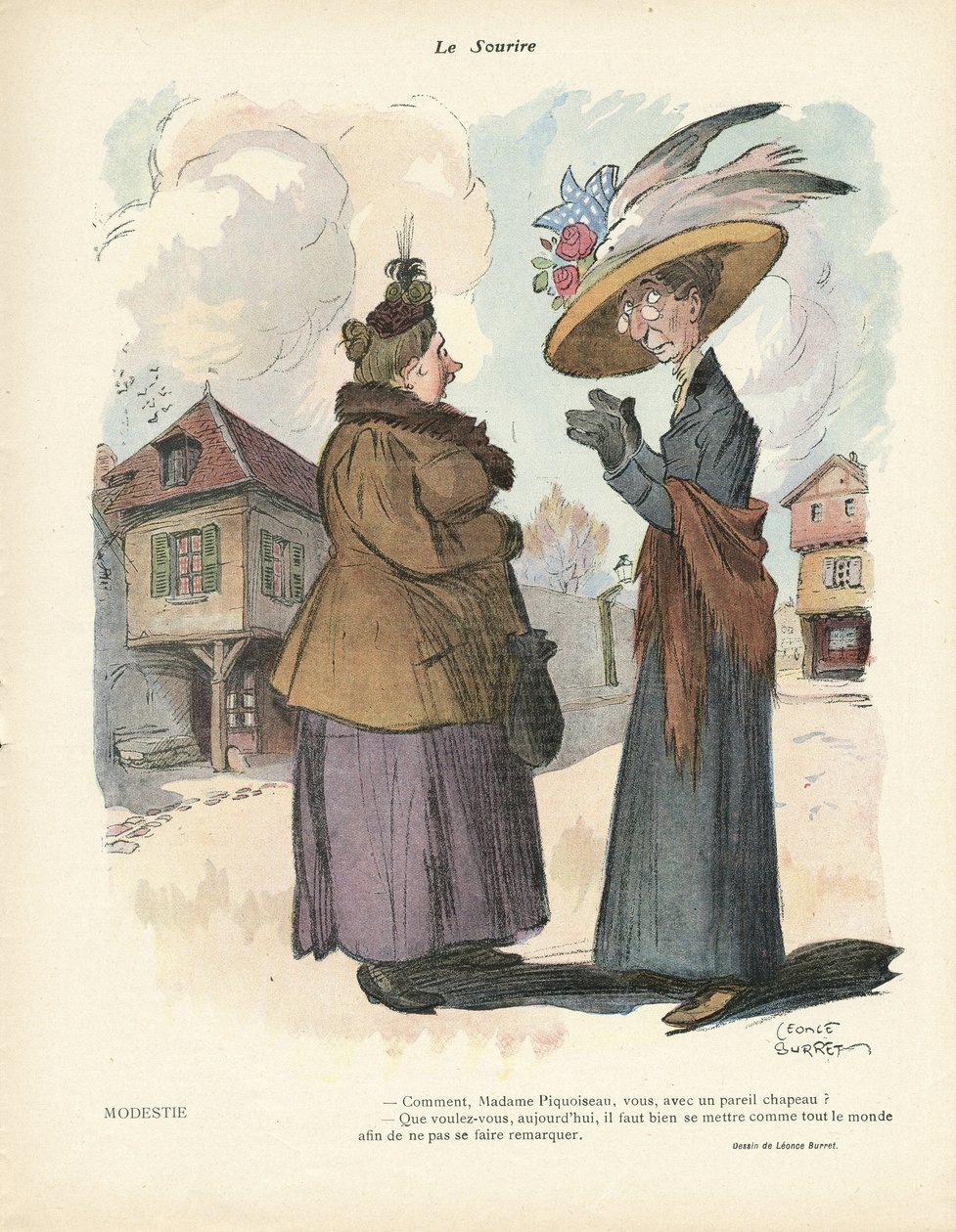 Illustration de Léonce Burret (1865-1915) dans Le Sourire, no. 19, 08/05/13 - Mode, Chapeau - Leonce Burret