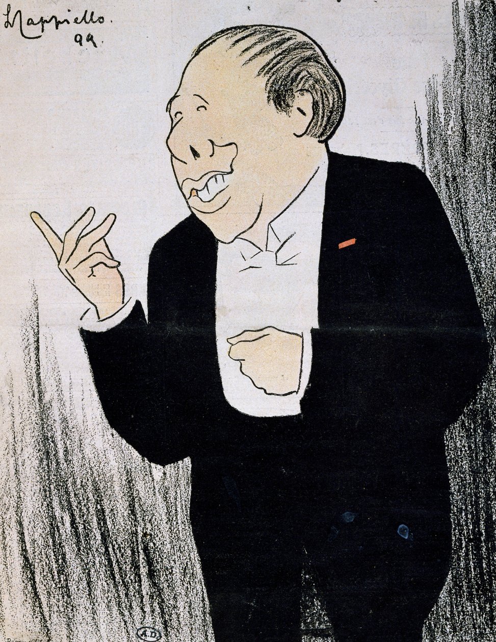 Acteur Alexandre Coquelin, connu sous le nom de Coquelin Cadet (1848-1909) en caricature de 1899 par Leonetto Cappiello (1875-1942) - Leonetto Cappiello