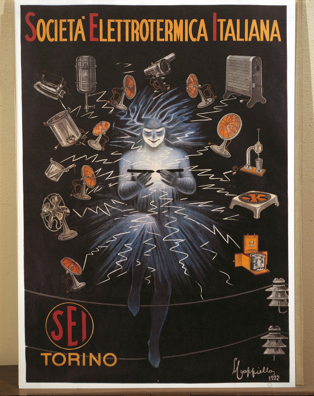 Lithographie en couleur par Leonetto Cappiello, affiche publicitaire SEI, Electroheat Italian Company - Leonetto Cappiello