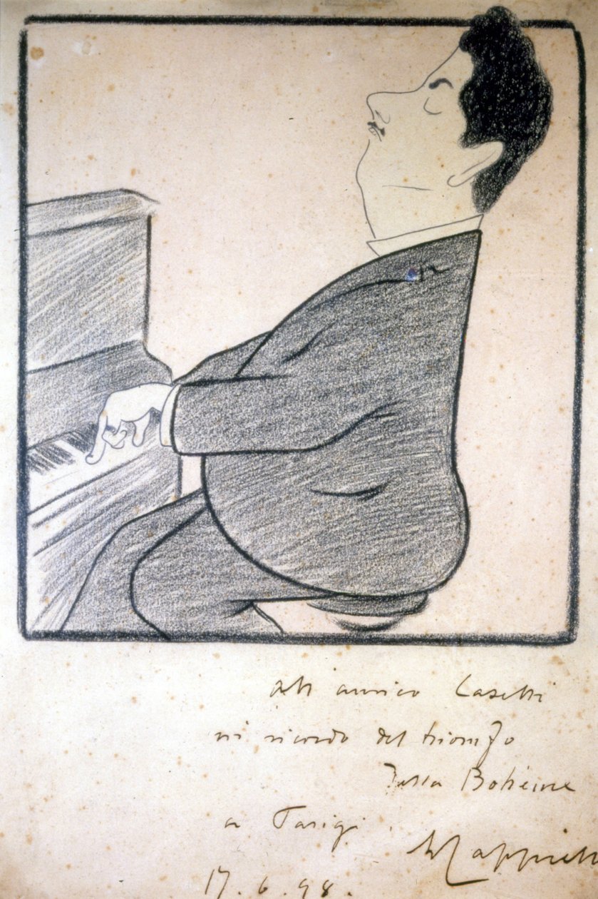 Portrait de Giacomo Puccini (1858-1924), compositeur italien. Caricature de Leonetto Cappiello - Leonetto Cappiello