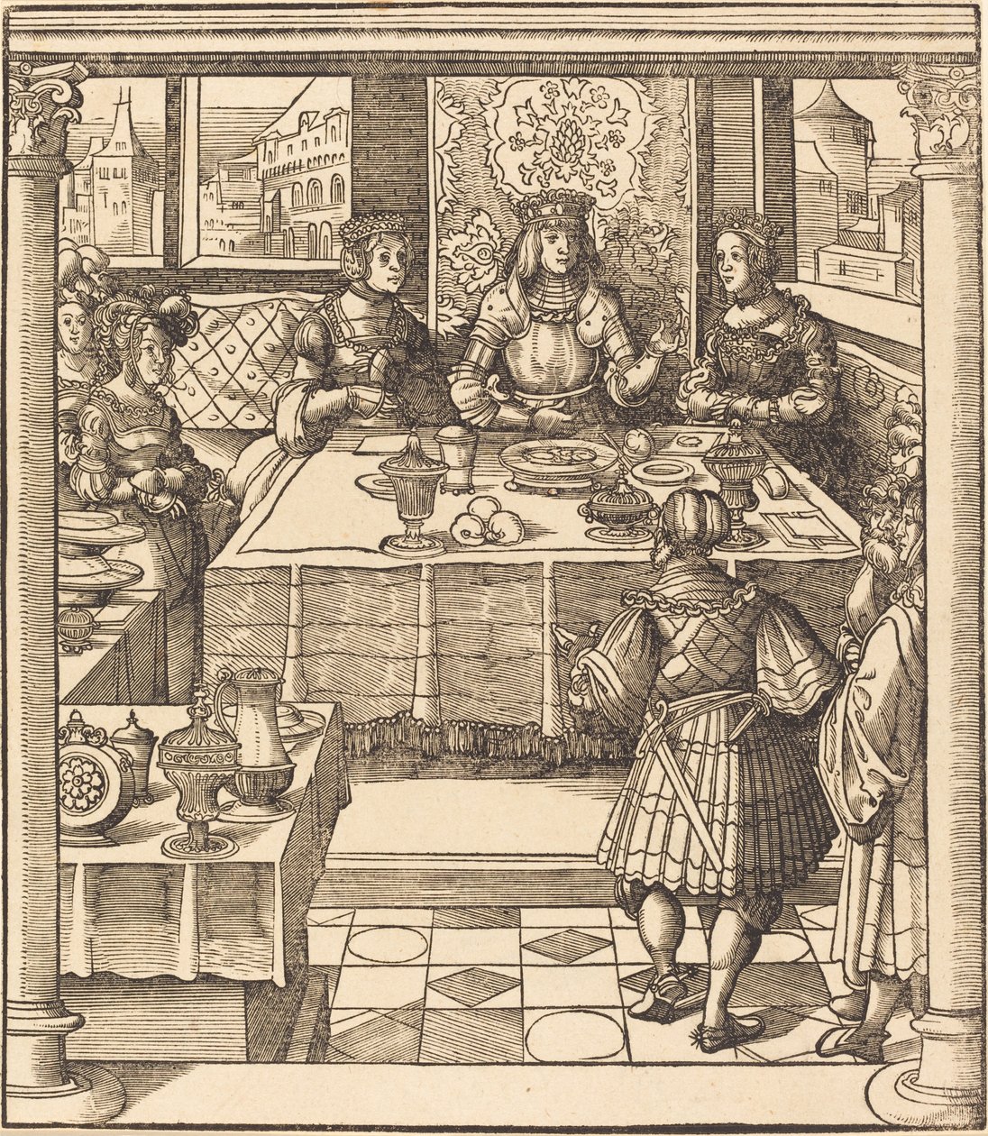 Le jeune roi blanc entre la reine et la princesse de Feuereisen - Leonhard Beck