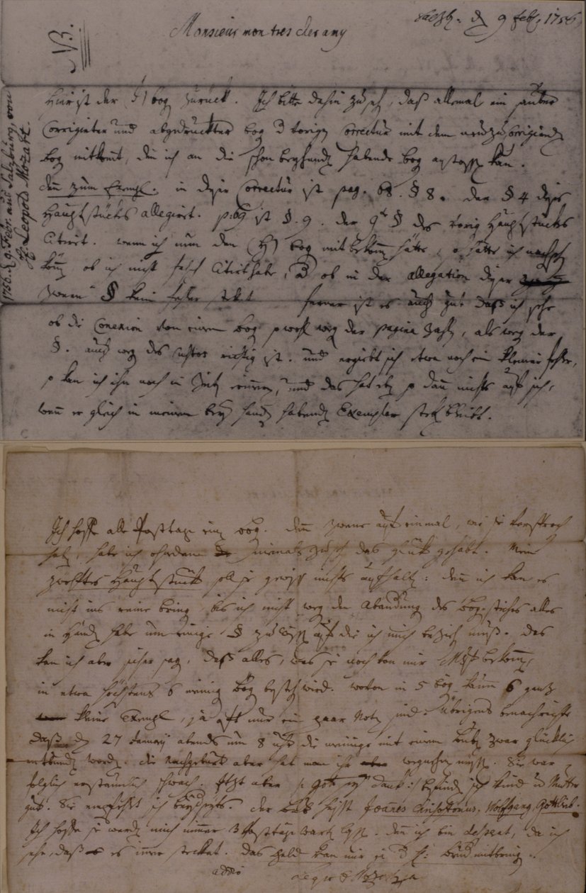 Lettre de Leopold Mozart informant J.J. Lotter de la naissance de son fils, Amadeus Mozart, 9 février 1756 - Leopold Mozart