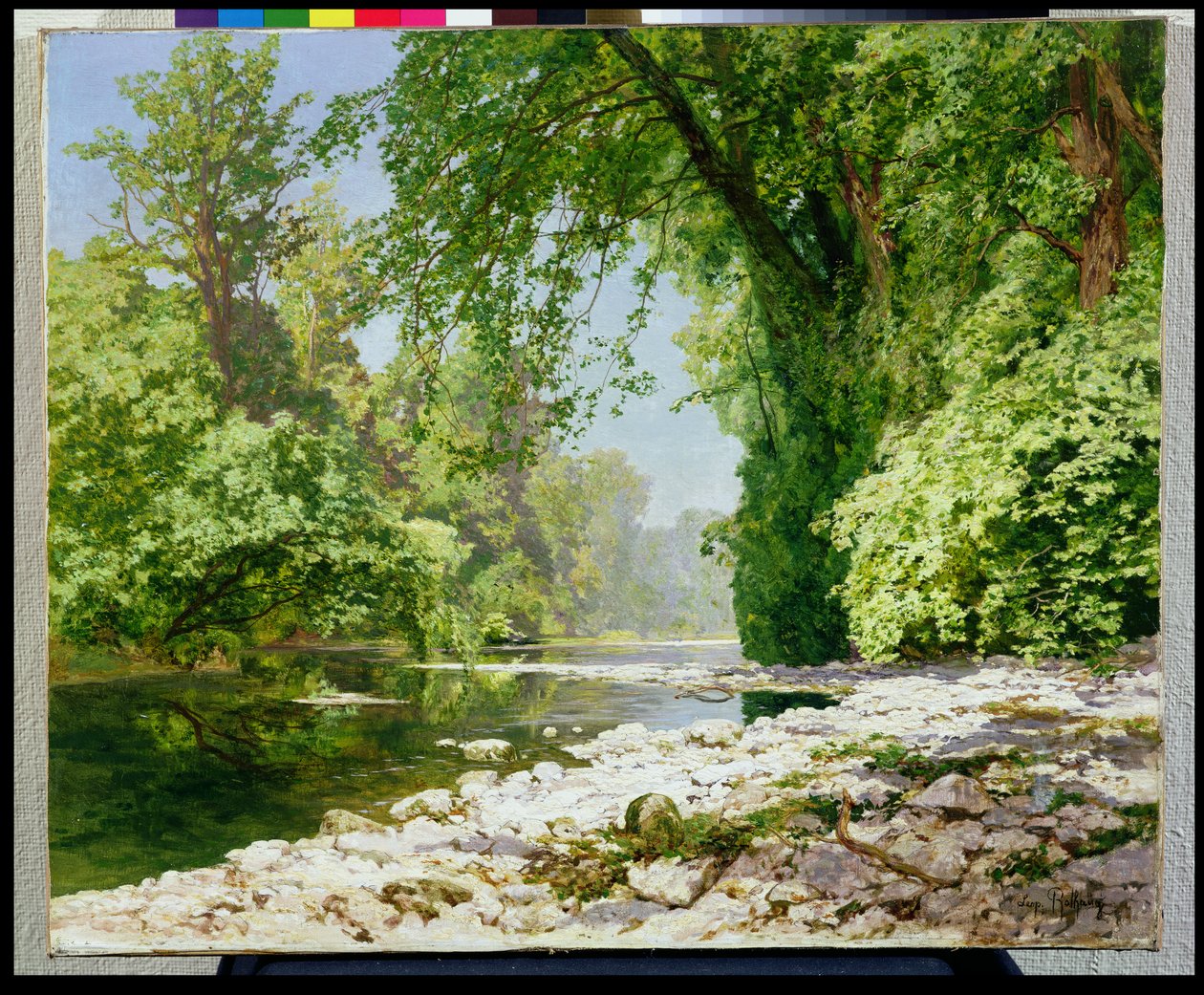 Paysage boisé avec rivière - Leopold Rolhaug