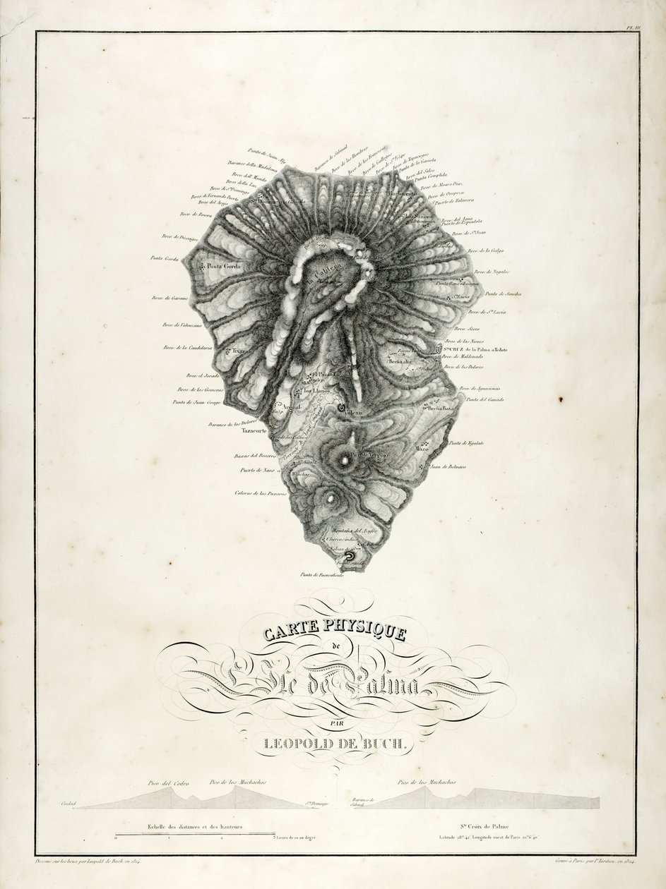 Carte physique de La Palma, 1814 - Leopold de Buch