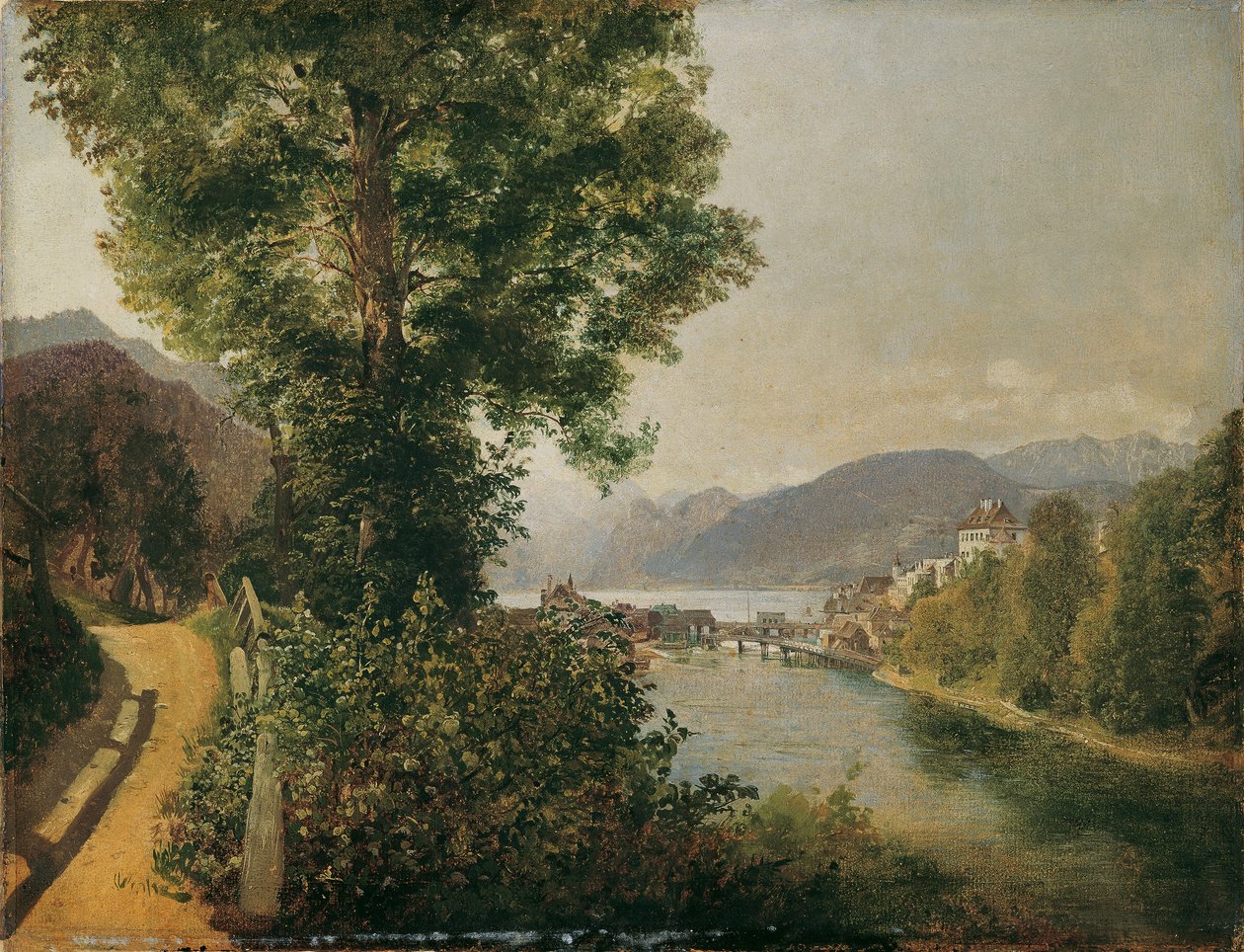 Vue de la Traun près de Gmunden sur le lac Traunsee - Leopold Blonder