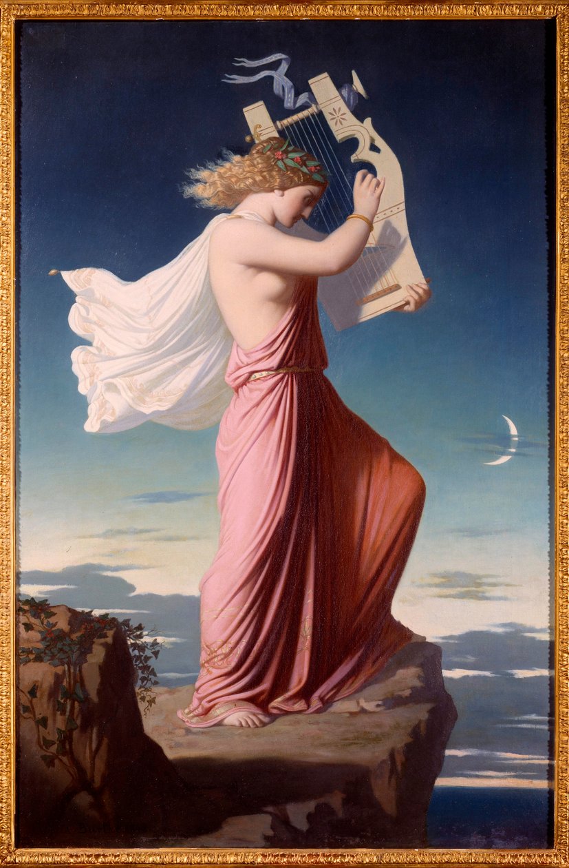 Portrait de la poétesse grecque Sappho jouant de la lyre - Leopold Burthe