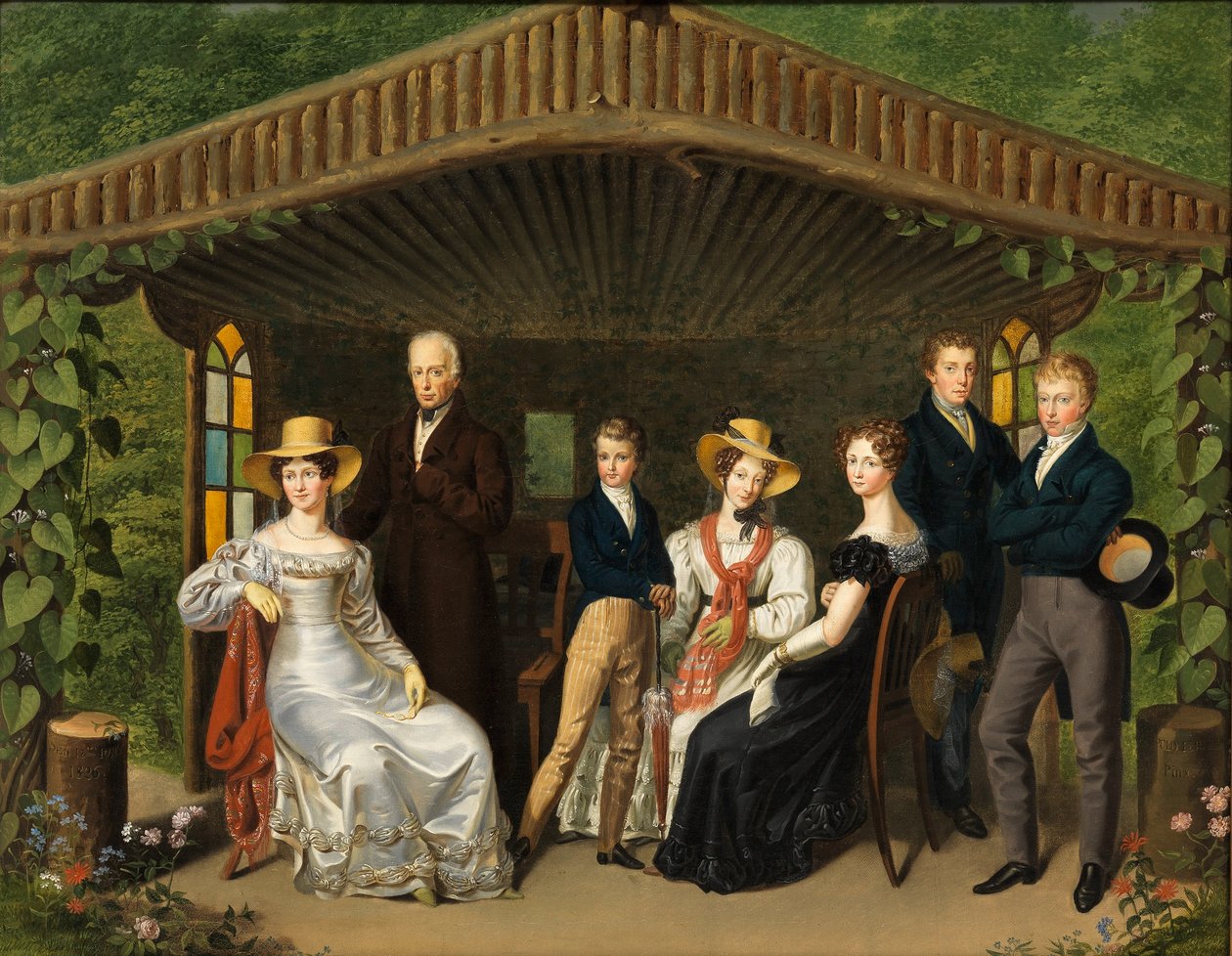 French : La famille impériale autour du duc de Reichstadt dans une tonnelle de jardin - Leopold Fertbauer