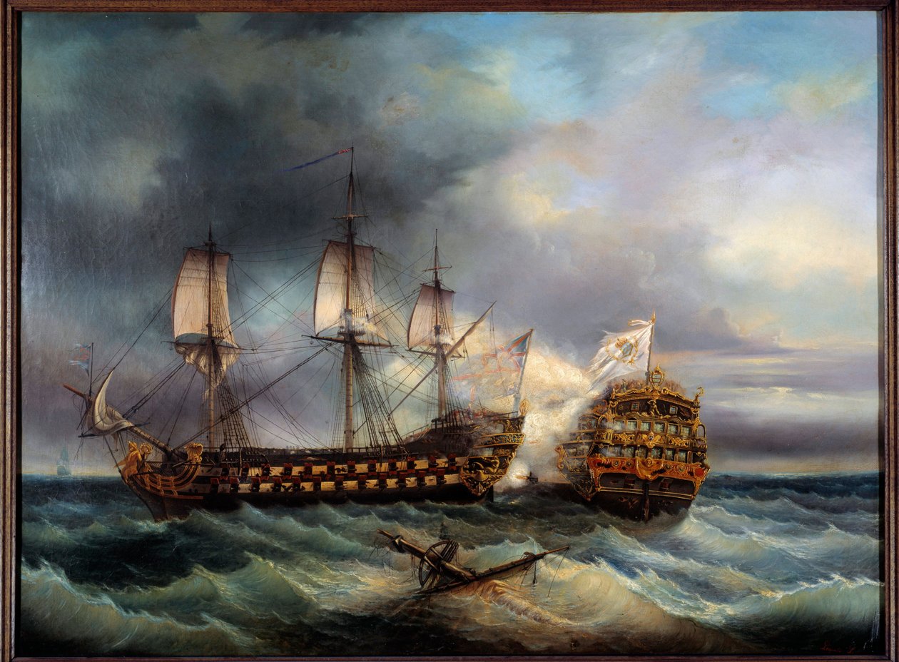 Bataille navale entre Anglais et Français - Leopold Le Guen